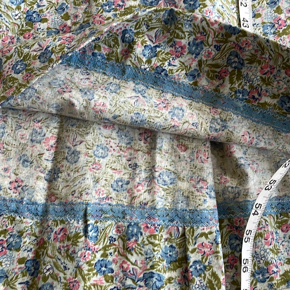 Vintage/handmade ca1976 dress w overskirt to celebrate bicentennial, blue calico - Picture 7 of 13